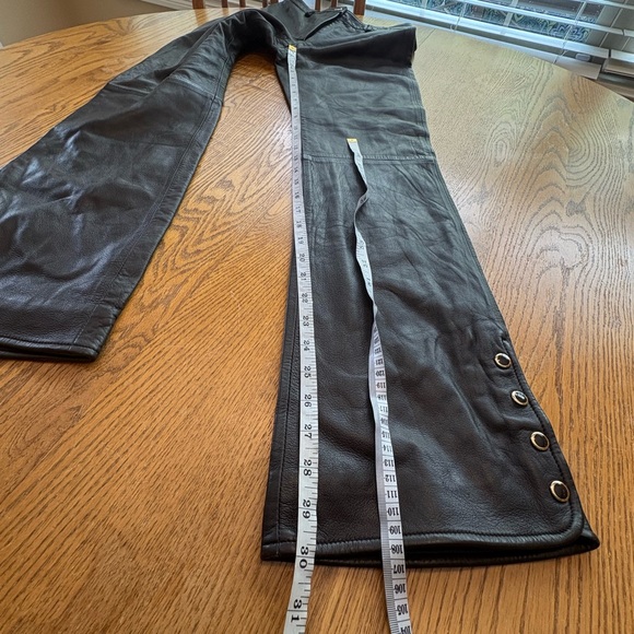 Vintage St. John Leather Straight Leg Pants Chocolate Brown Size 0 EUC Y2K Glam - Picture 7 of 11